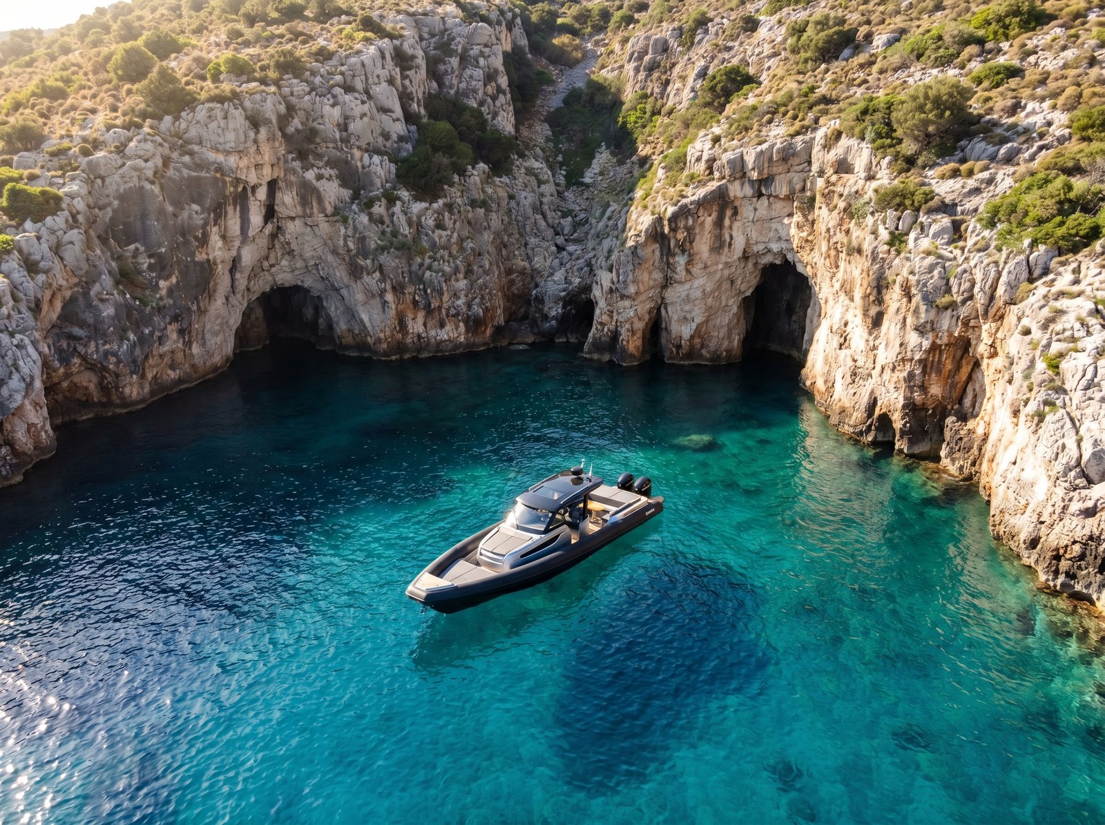 Mythical Cruises RIB inside Antiparos sea caves